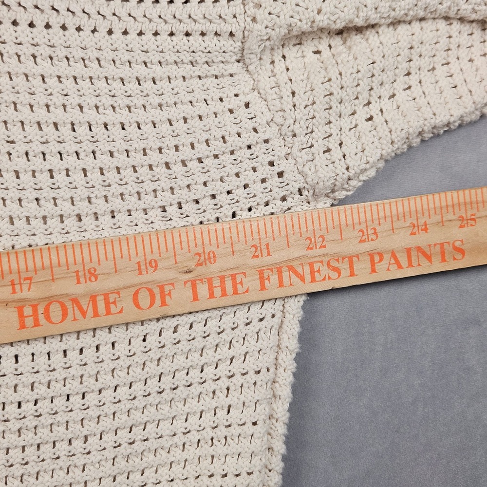 Reiss Bonnie Sweater Womens Medium Cream Open Knit Cotton Ribbed Scallop Neck - Picture 4 of 9